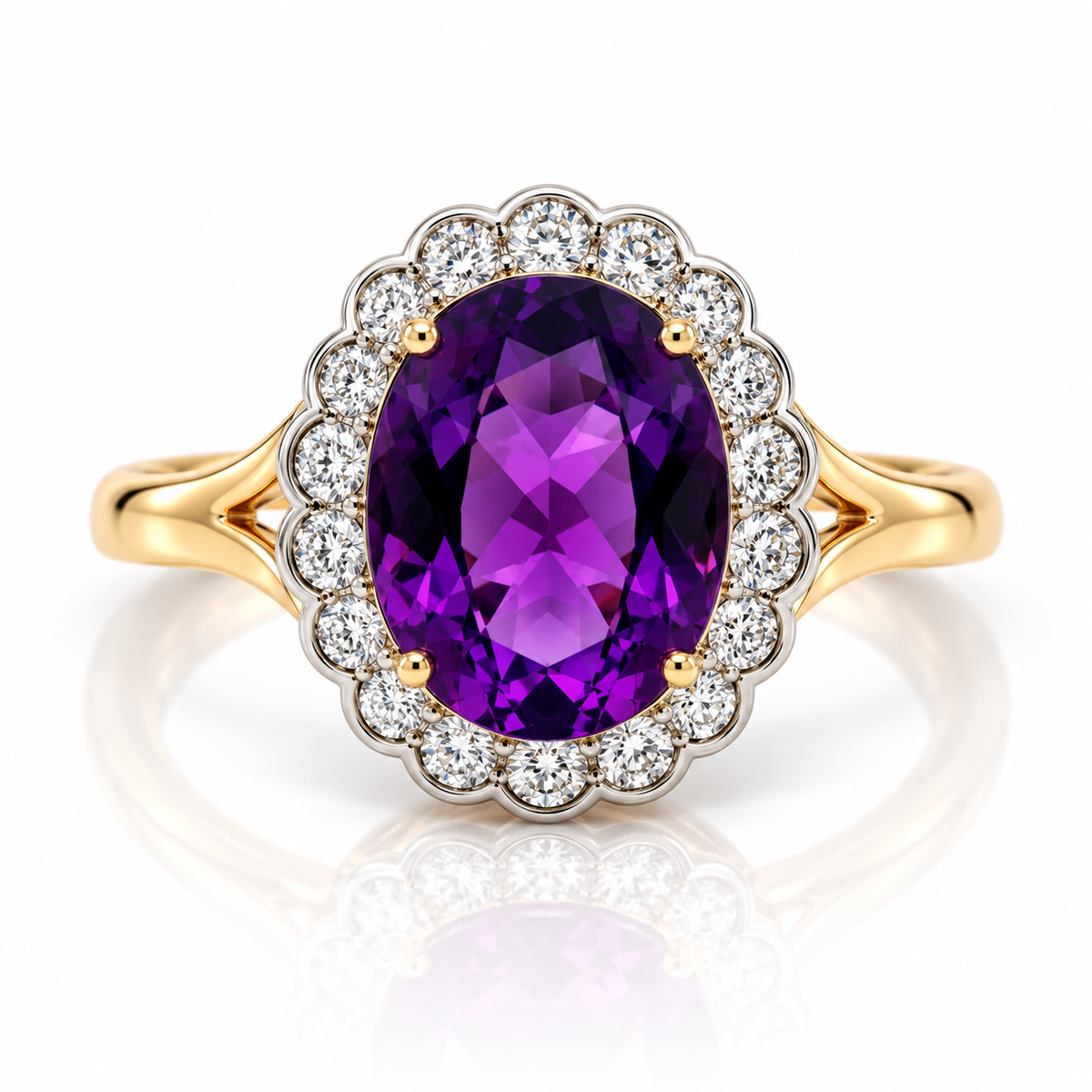 9kt Amethyst and Diamond Dress Ring