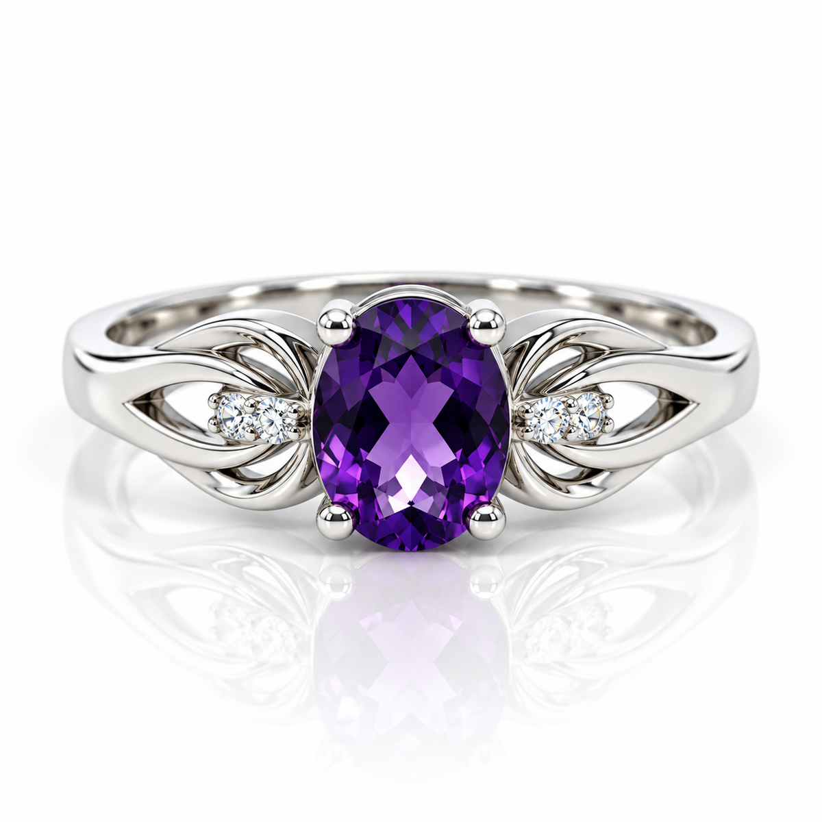 9kt Amethyst and Diamond Ring