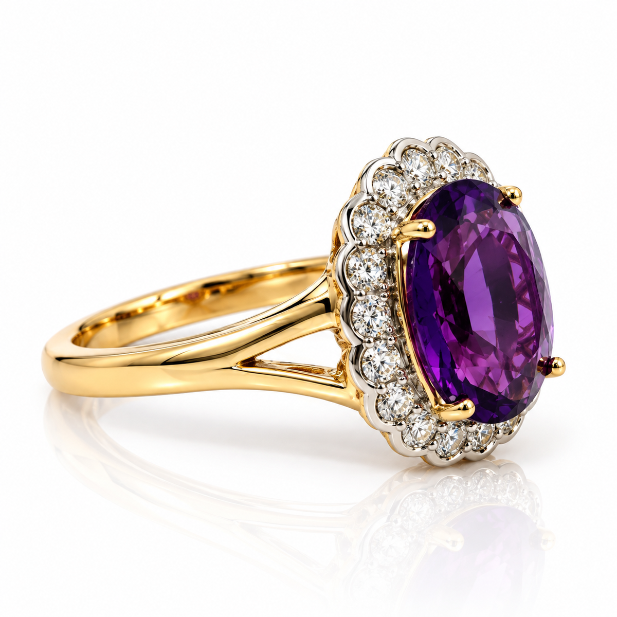 9kt Amethyst and Diamond Dress Ring