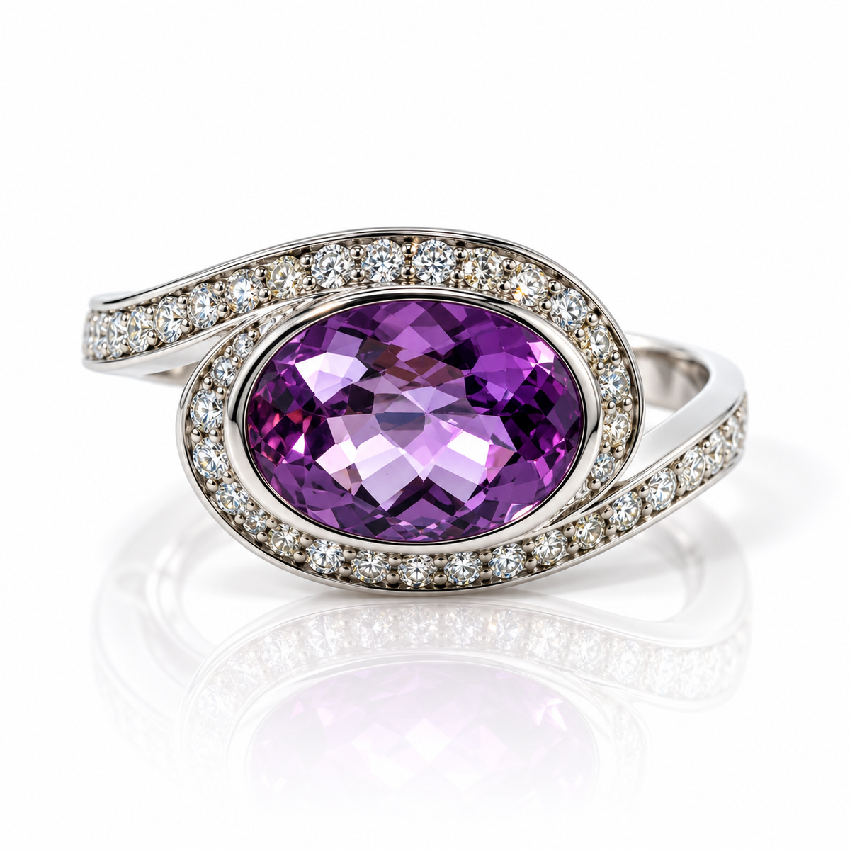 9kt Amethyst and Diamond Ring
