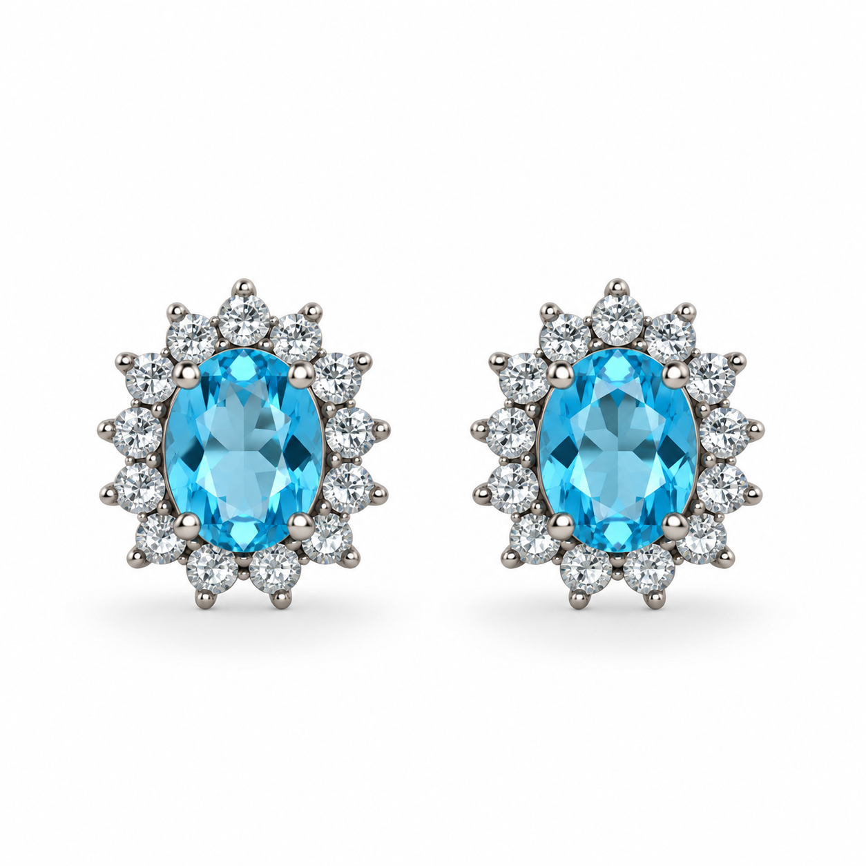 Light Blue CZ Cluster Earrings
