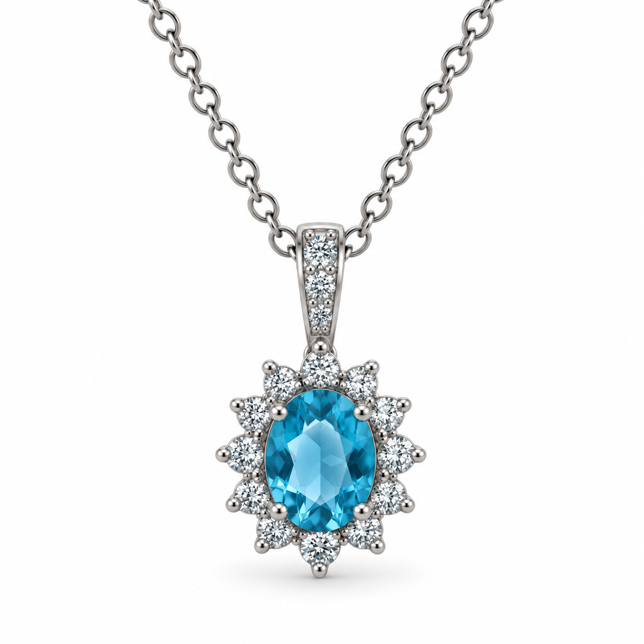 Light Blue CZ Cluster Pendant