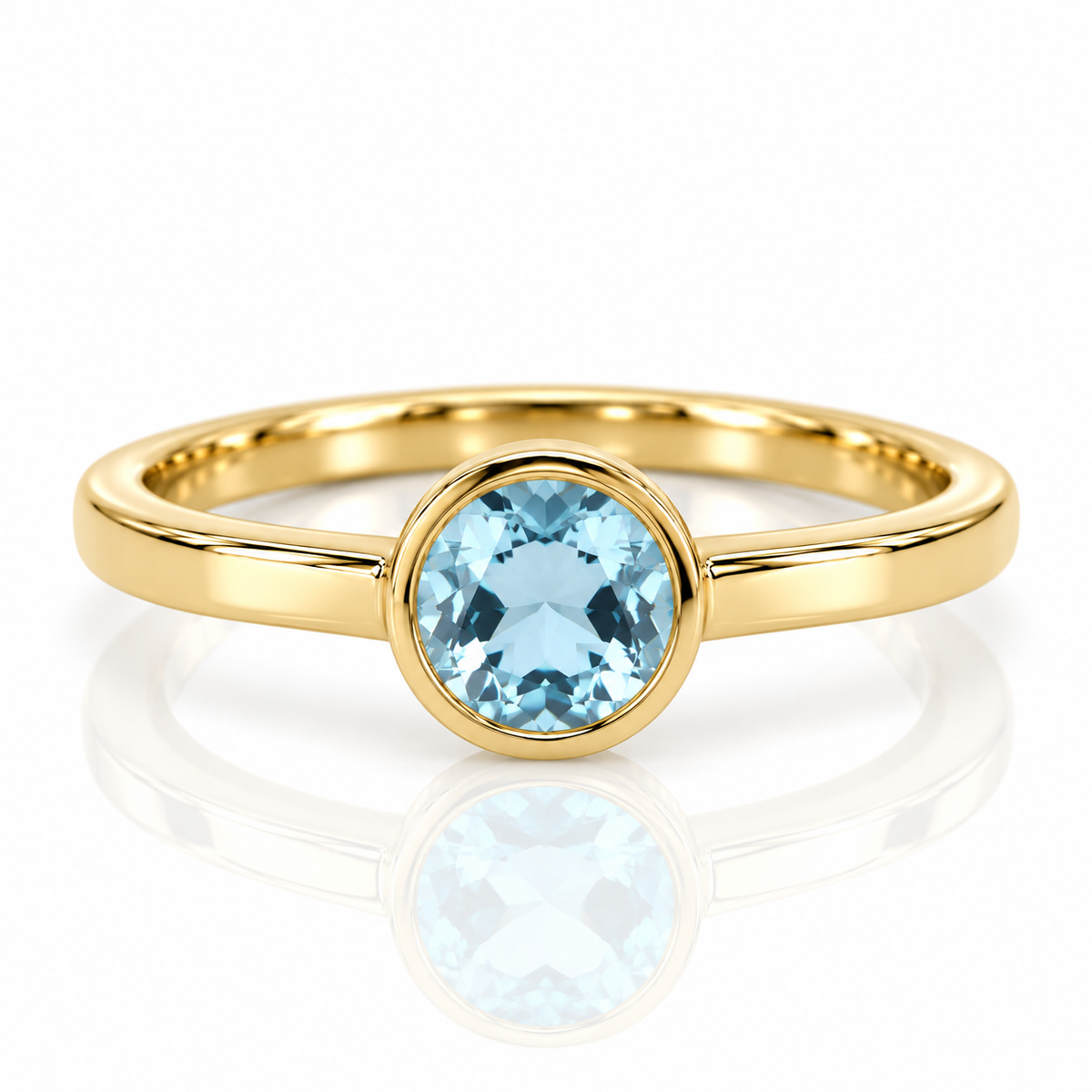 9kt Round Aquamarine Dress Ring