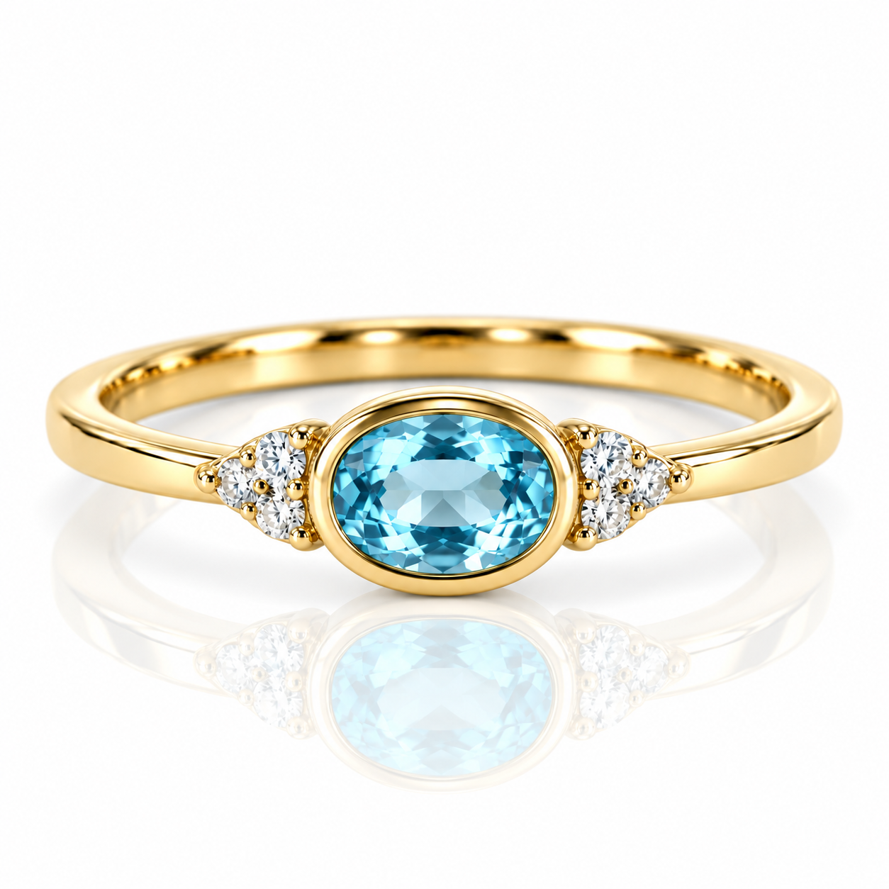 9kt Blue Topaz and Diamond Dress Ring