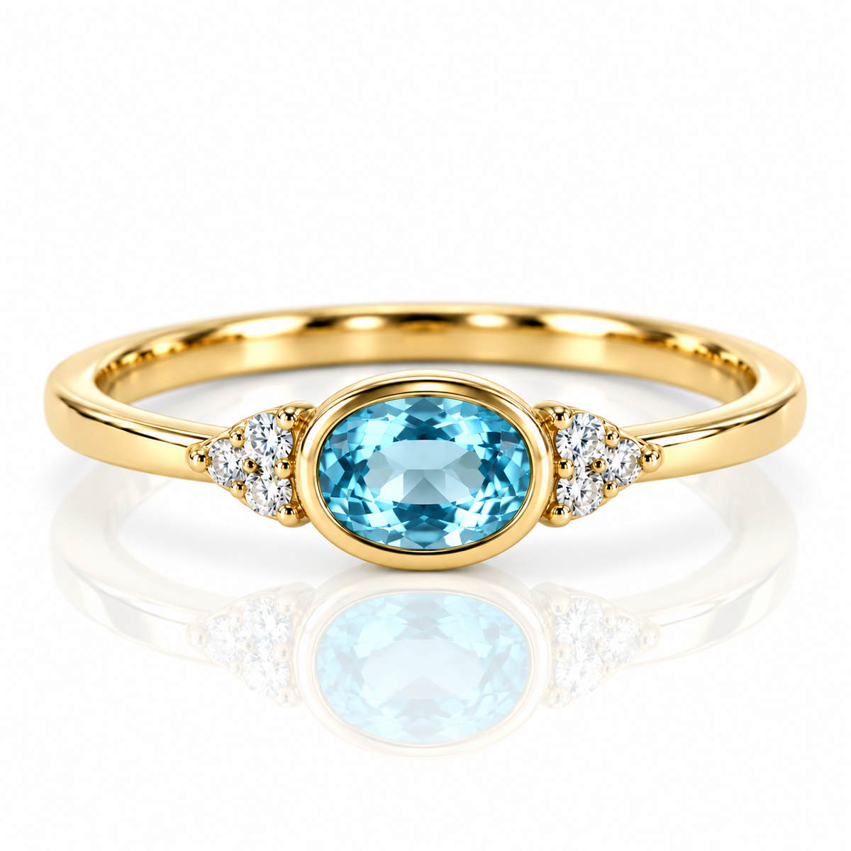 9kt Blue Topaz and Diamond Dress Ring