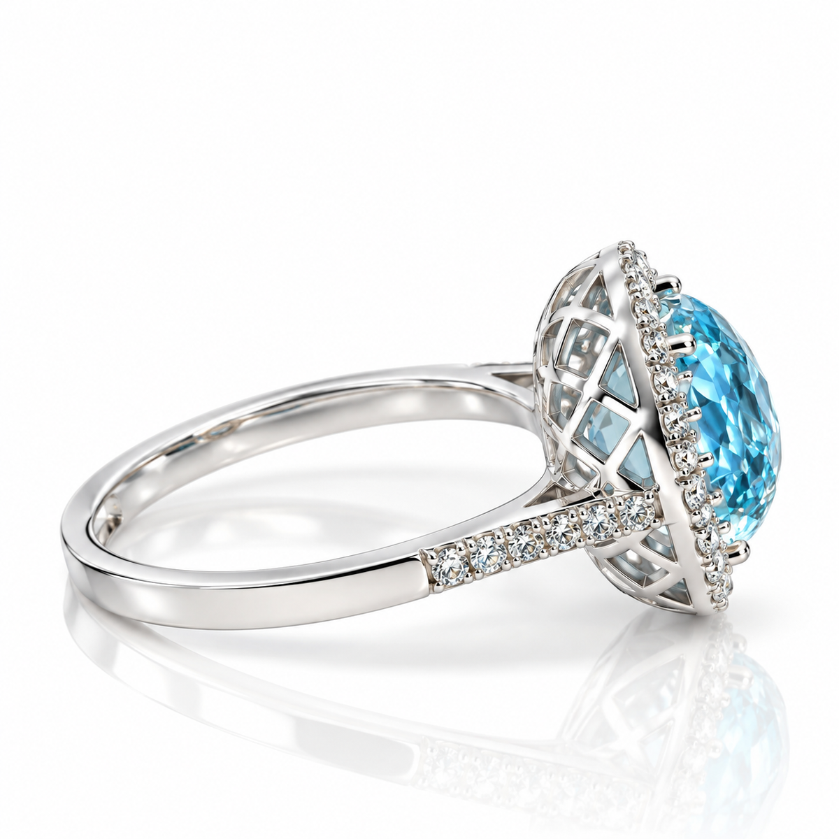 18kt Blue Topaz and Diamond Dress Ring