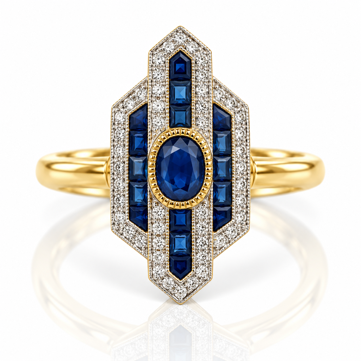 9kt Sapphire and Diamond Art Deco Dress Ring