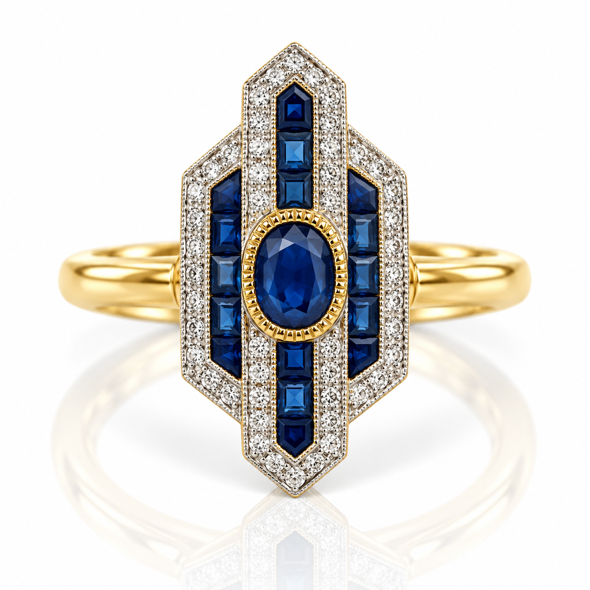 9kt Sapphire and Diamond Art Deco Dress Ring