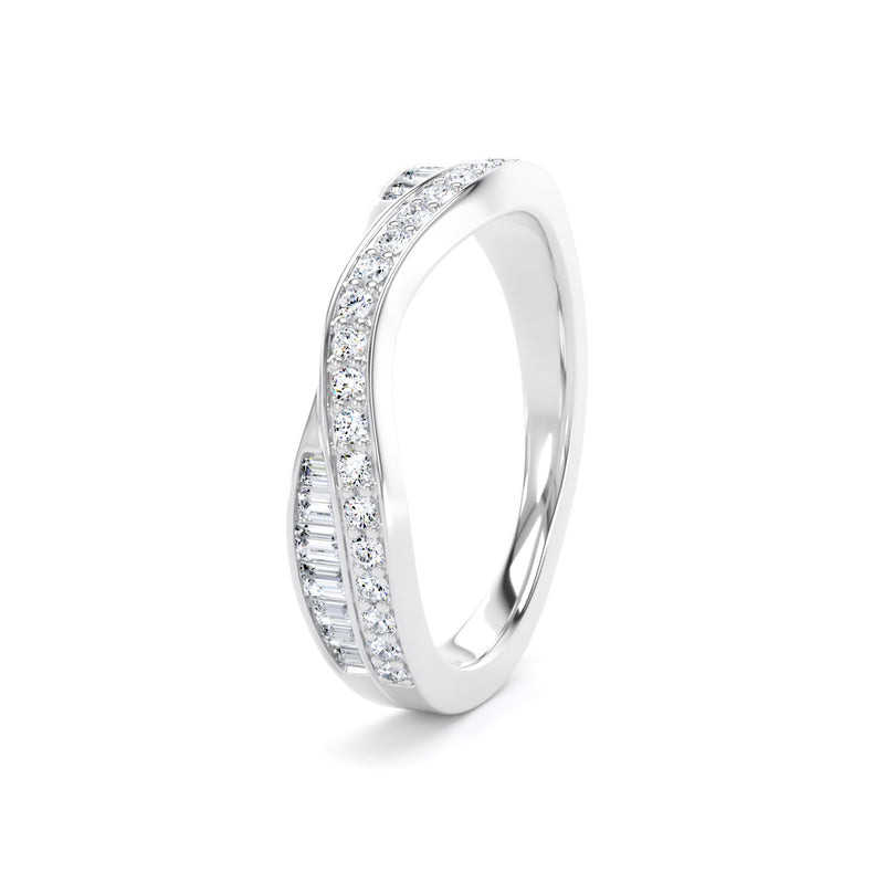 Round Brilliant & Baguette Cut - Entwined Double Row
