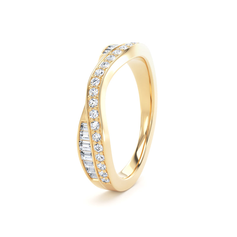 Round Brilliant & Baguette Cut - Entwined Double Row