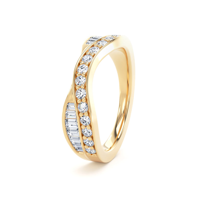 Round Brilliant & Baguette Cut - Entwined Double Row