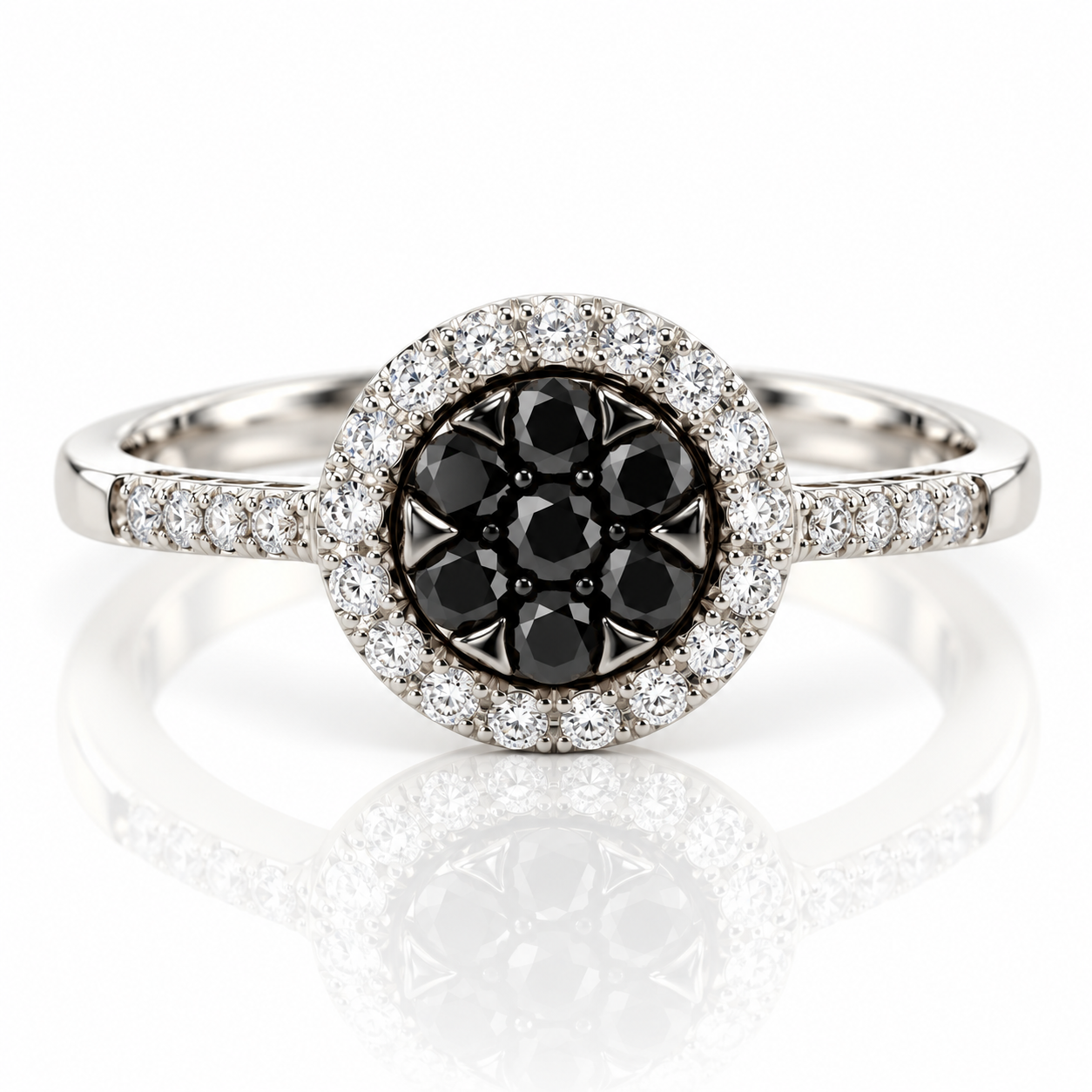 18kt Black and White Diamond Dress Ring
