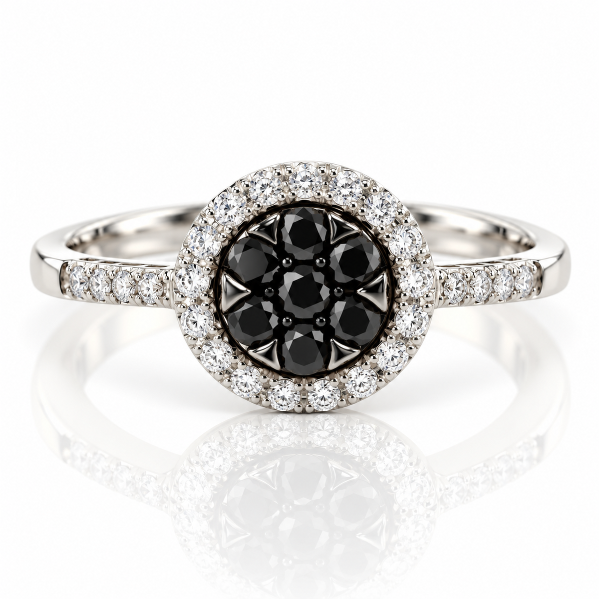 18kt Black and White Diamond Dress Ring