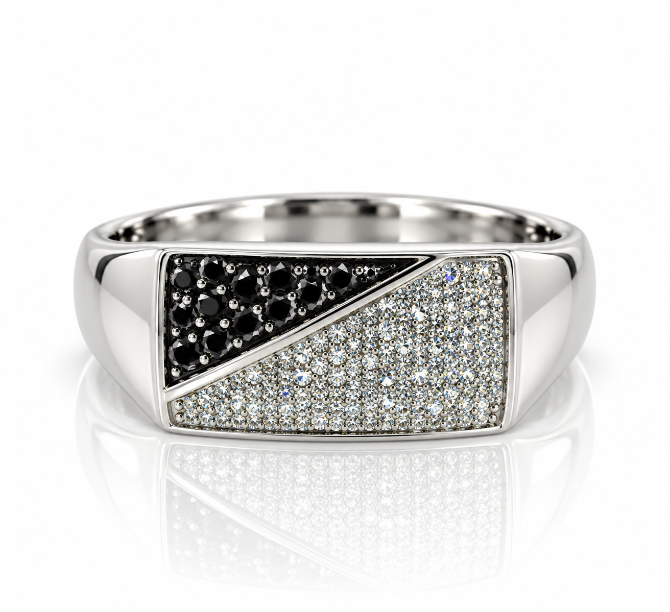 9kt White and Black Diamond Dress Ring