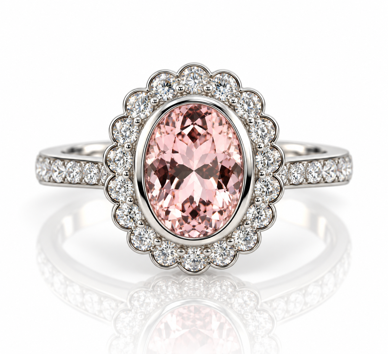 Platinum Morganite and Diamond Dress Ring