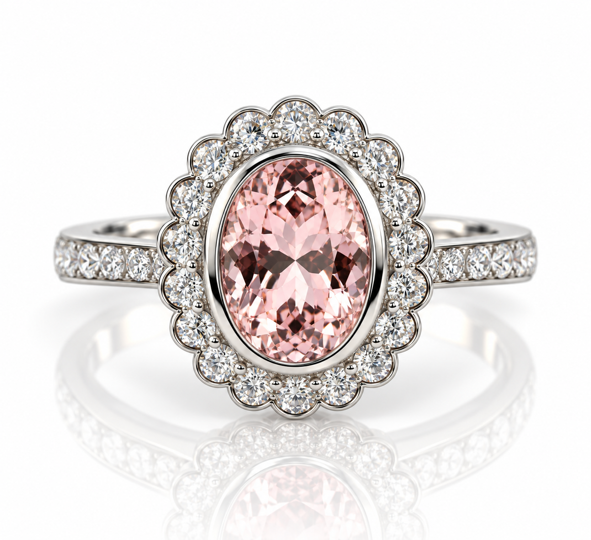 Platinum Morganite and Diamond Dress Ring