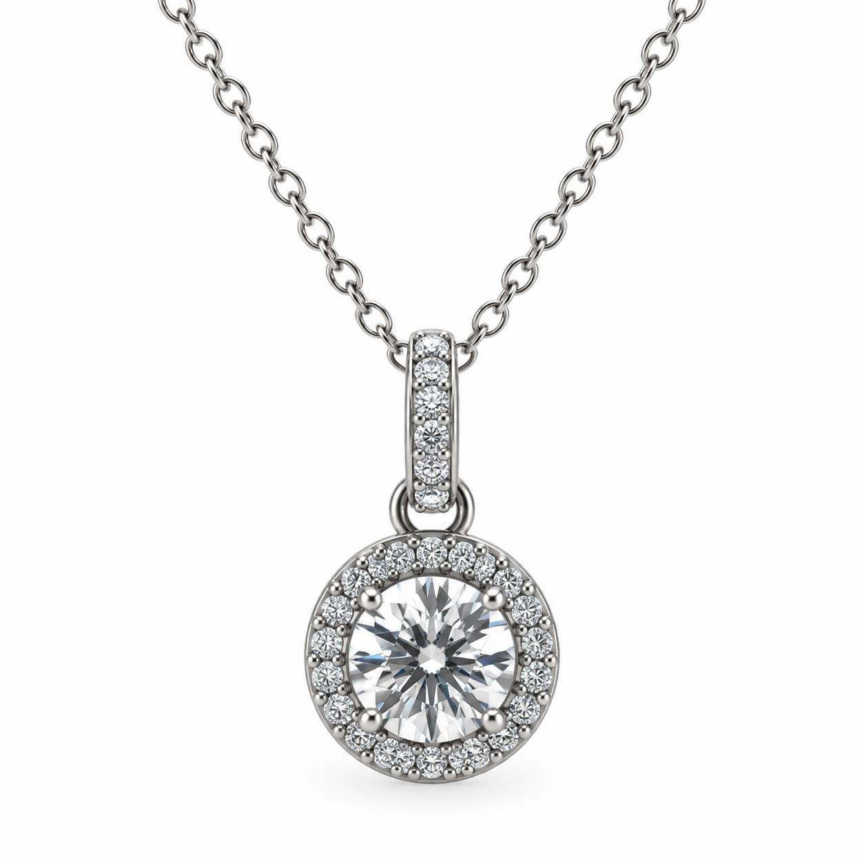 Round Halo CZ Pendant