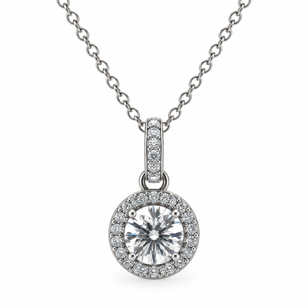 Round Halo CZ Pendant