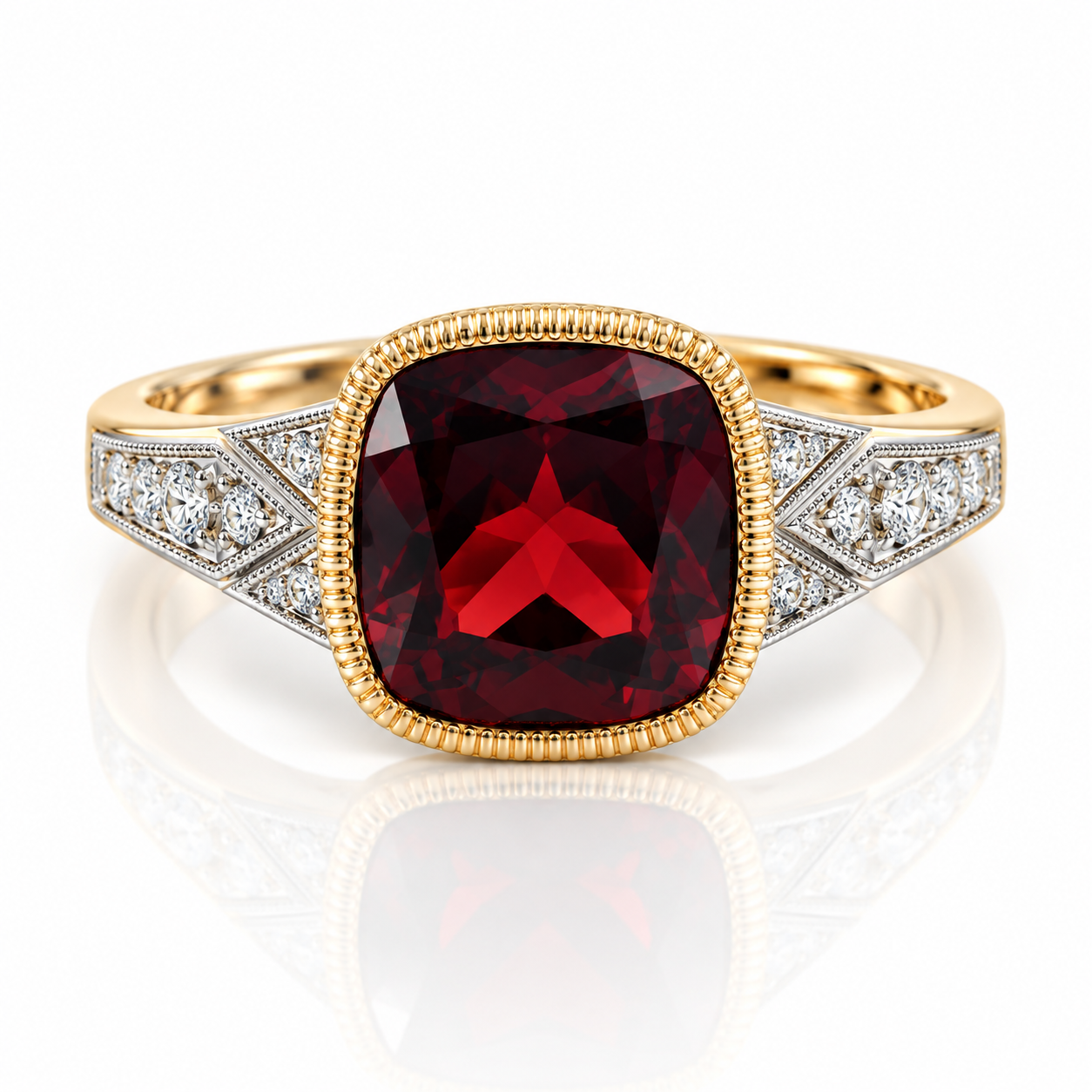 9kt Garnet and Diamond Dress Ring