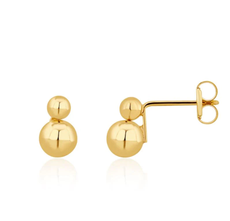 9kt Yellow Gold Double Ball Stud Earrings 7.5mm