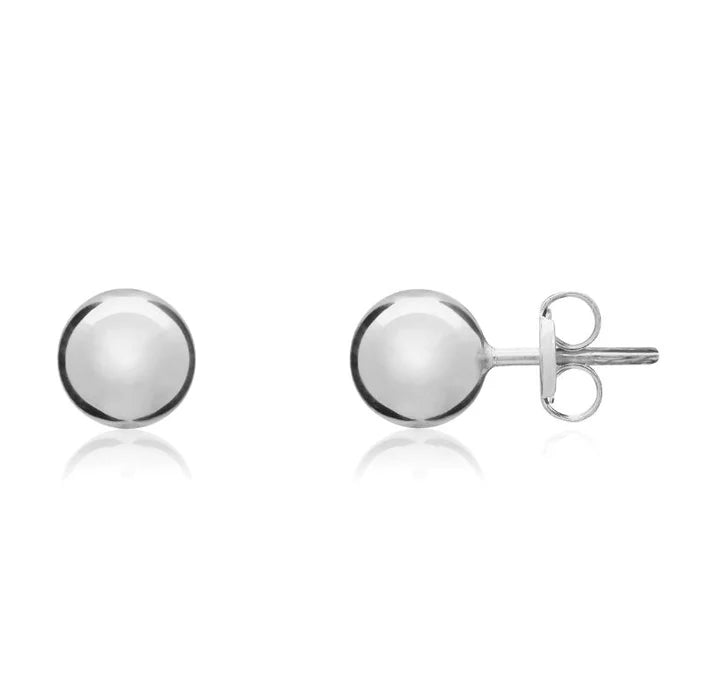 9kt White Gold Polished Ball Stud Earrings, 5mm