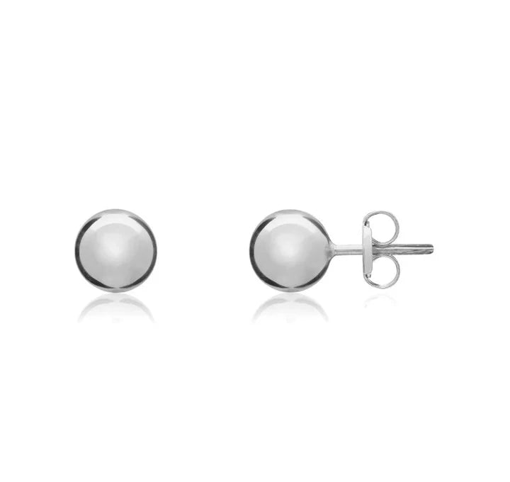 9kt White Gold Polished Ball Stud Earrings, 4mm