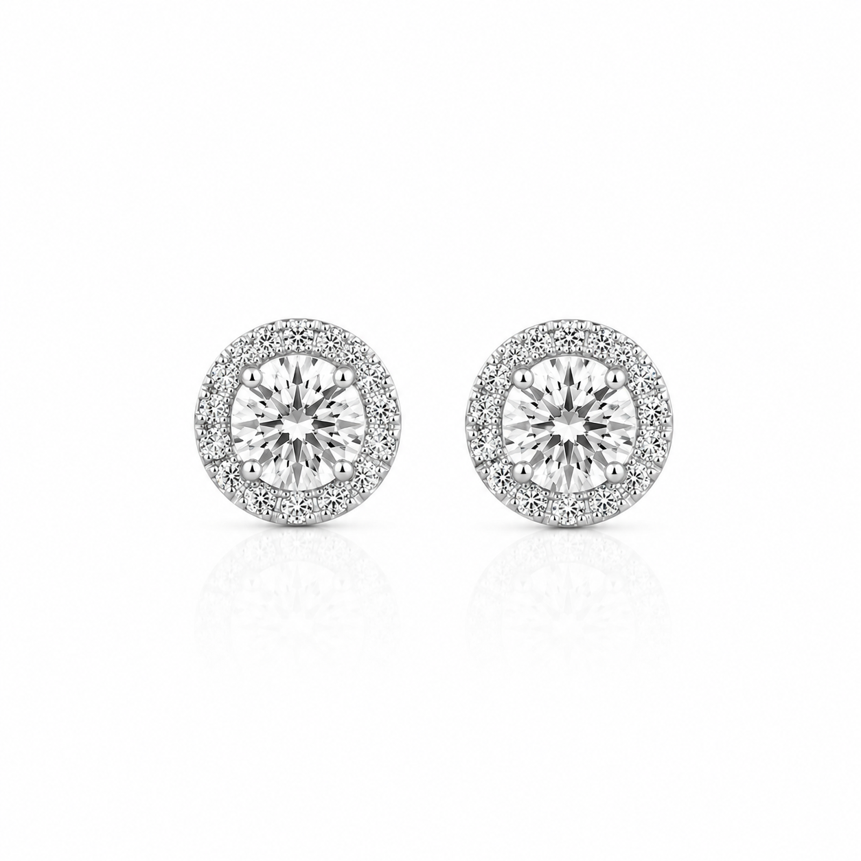 9kt Lab Grown Diamond Halo Stud Earrings