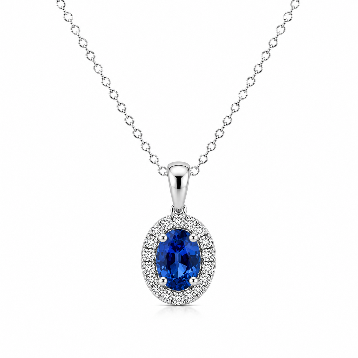 18kt Sapphire and Diamond Oval Pendant