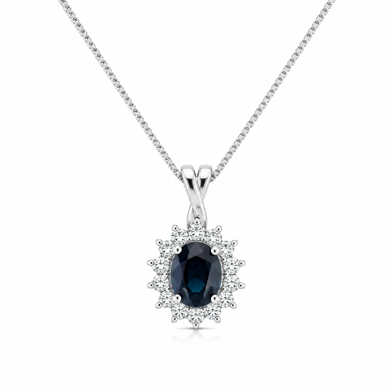 9kt Sapphire and Diamond Cluster Pendant