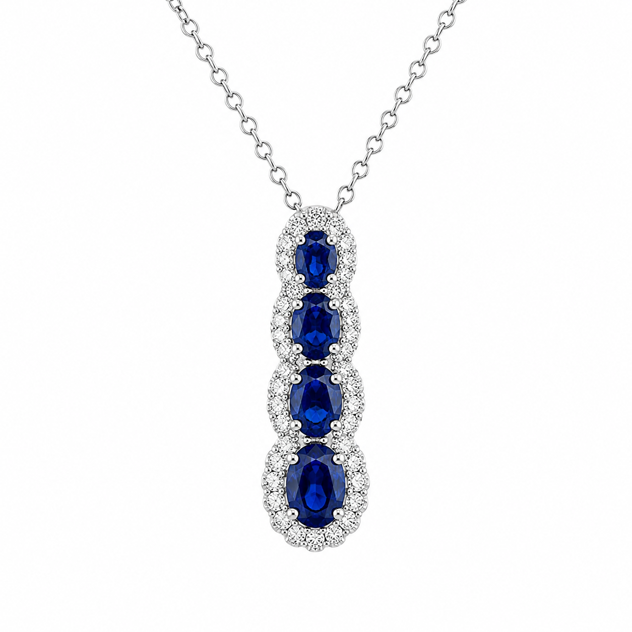 18kt Sapphire and Diamond Oval Drop Pendant