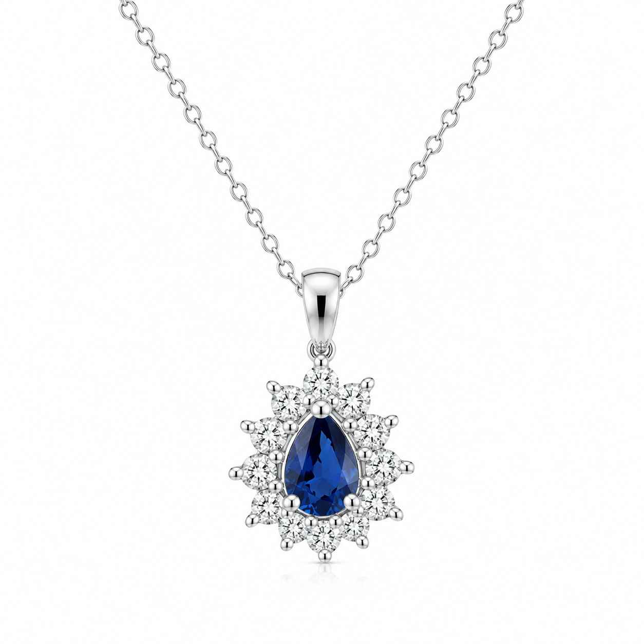 18kt Sapphire and Diamond Pear Cluster Pendant