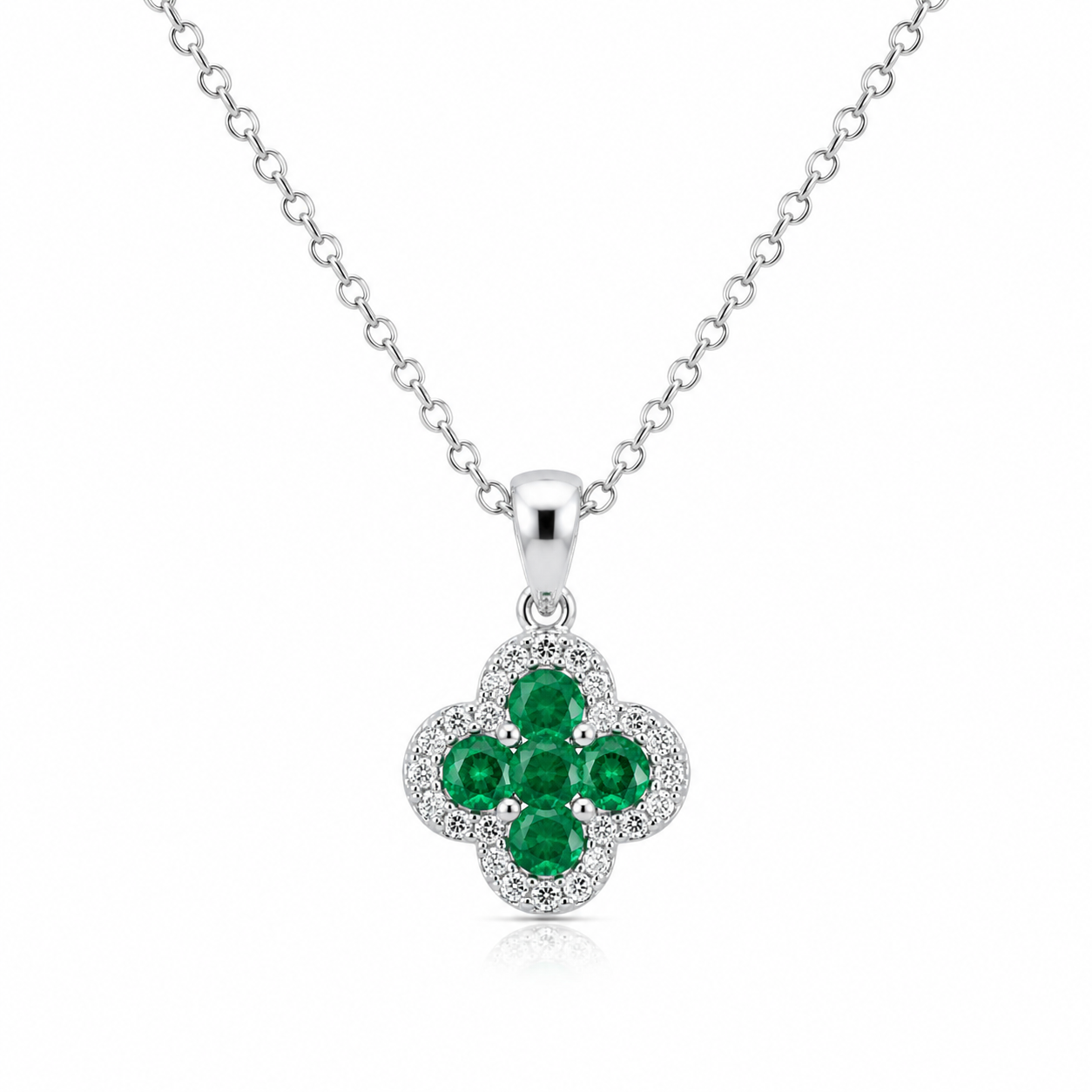 18kt Emerald and Diamond Clover Pendant