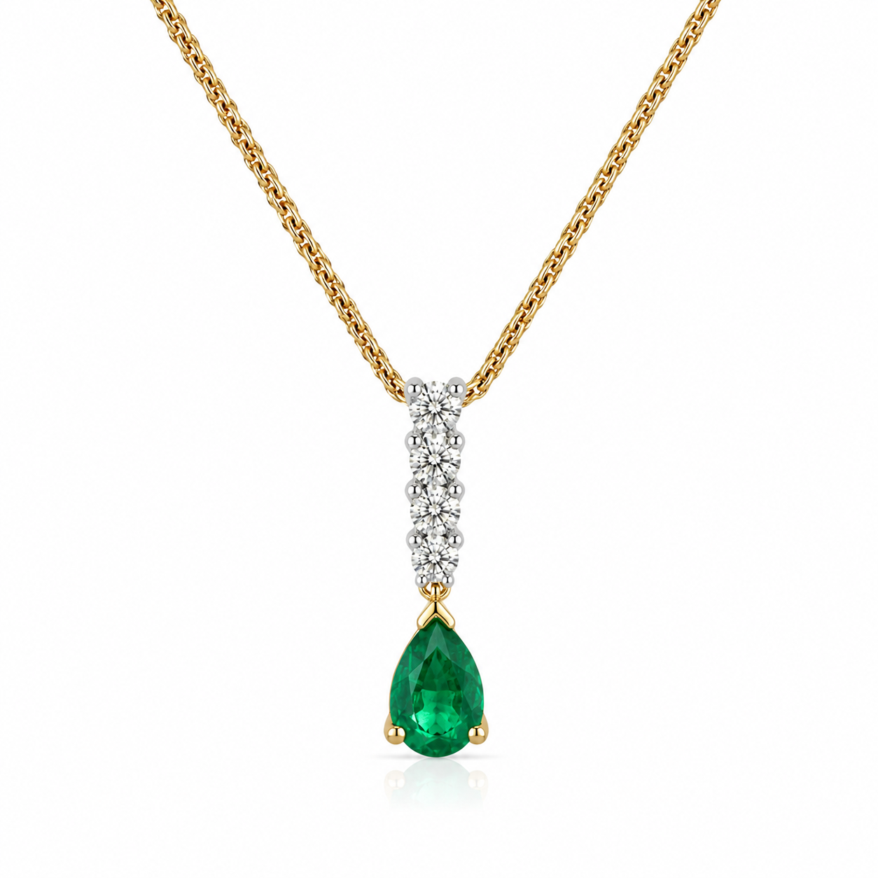 18kt Emerald and Diamond Pear Drop Pendant
