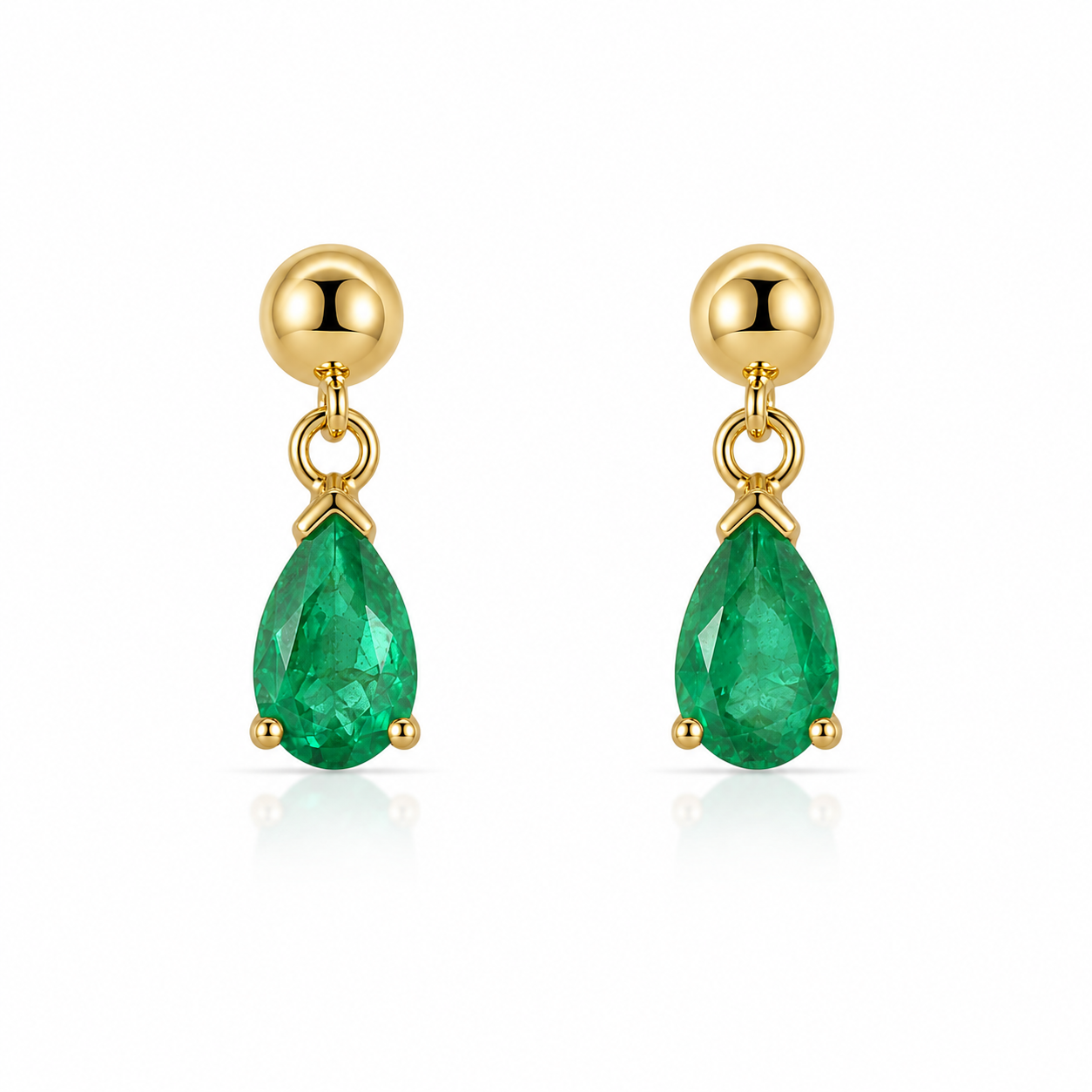 9kt Emerald Pear Drop Earrings