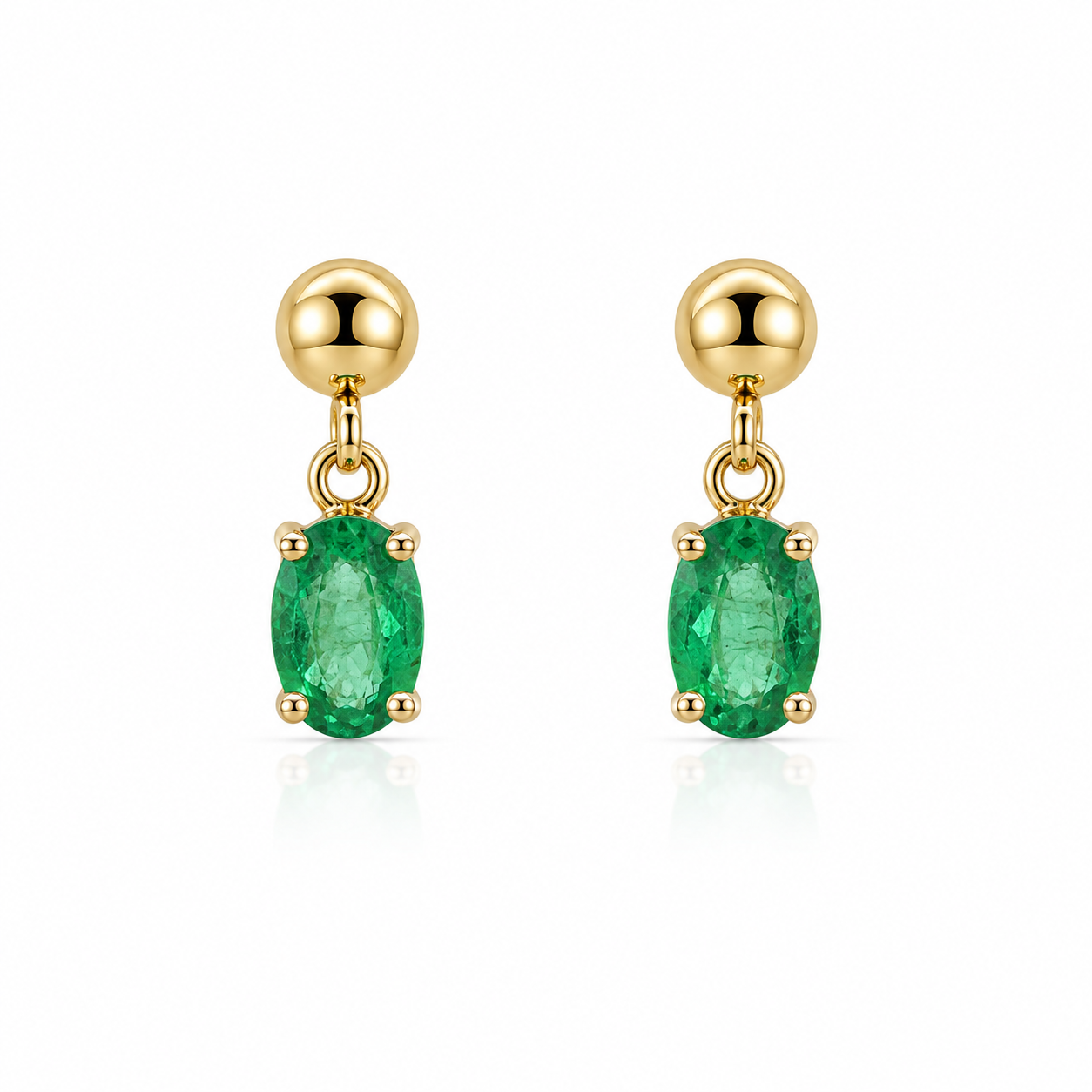 9kt Emerald Oval Drop Earrings
