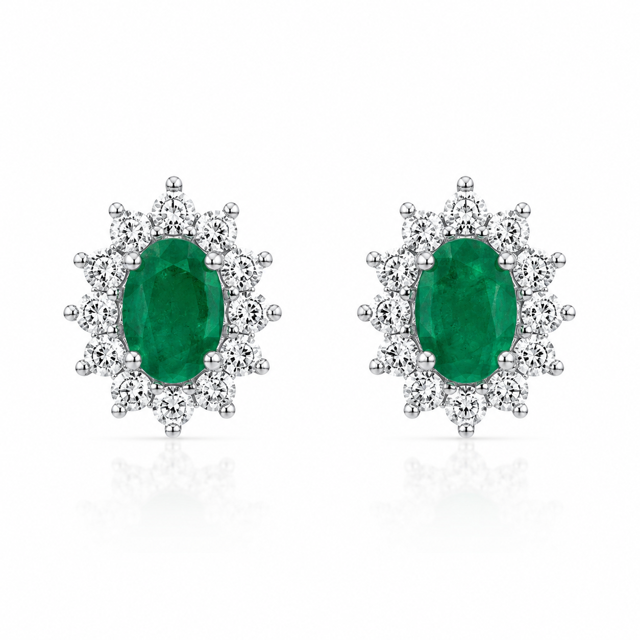 18kt Emerald and Diamond Cluster Earrings