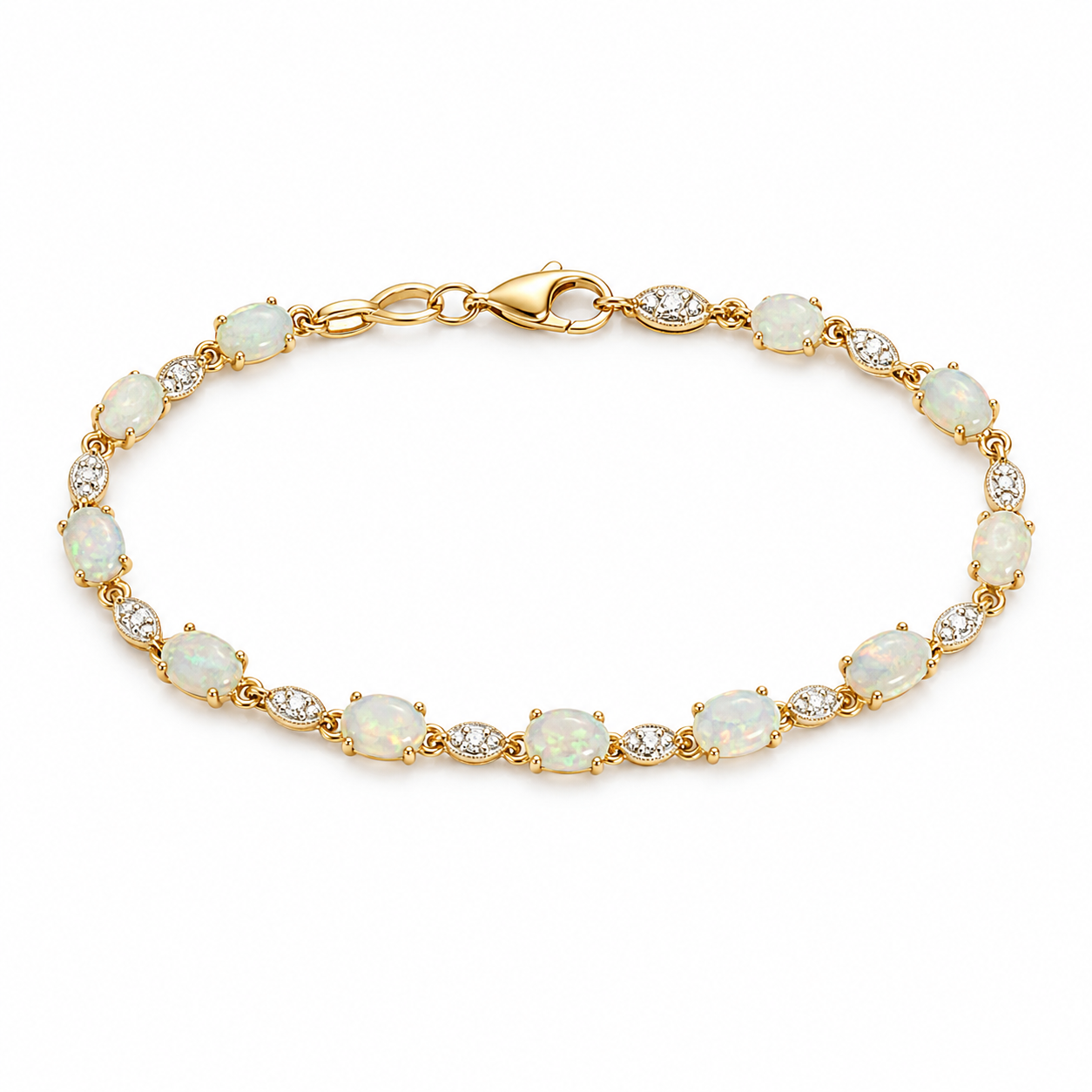 9kt Opal and Diamond Bracelet