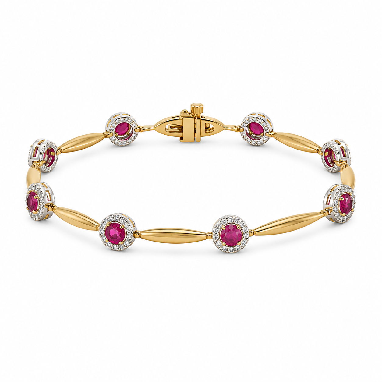 9kt Ruby and Diamond Halo Bracelet