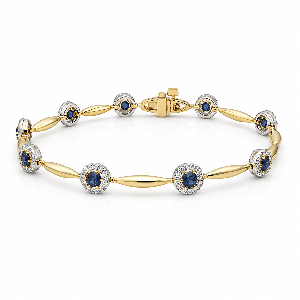 9kt Sapphire and Diamond Halo Bracelet