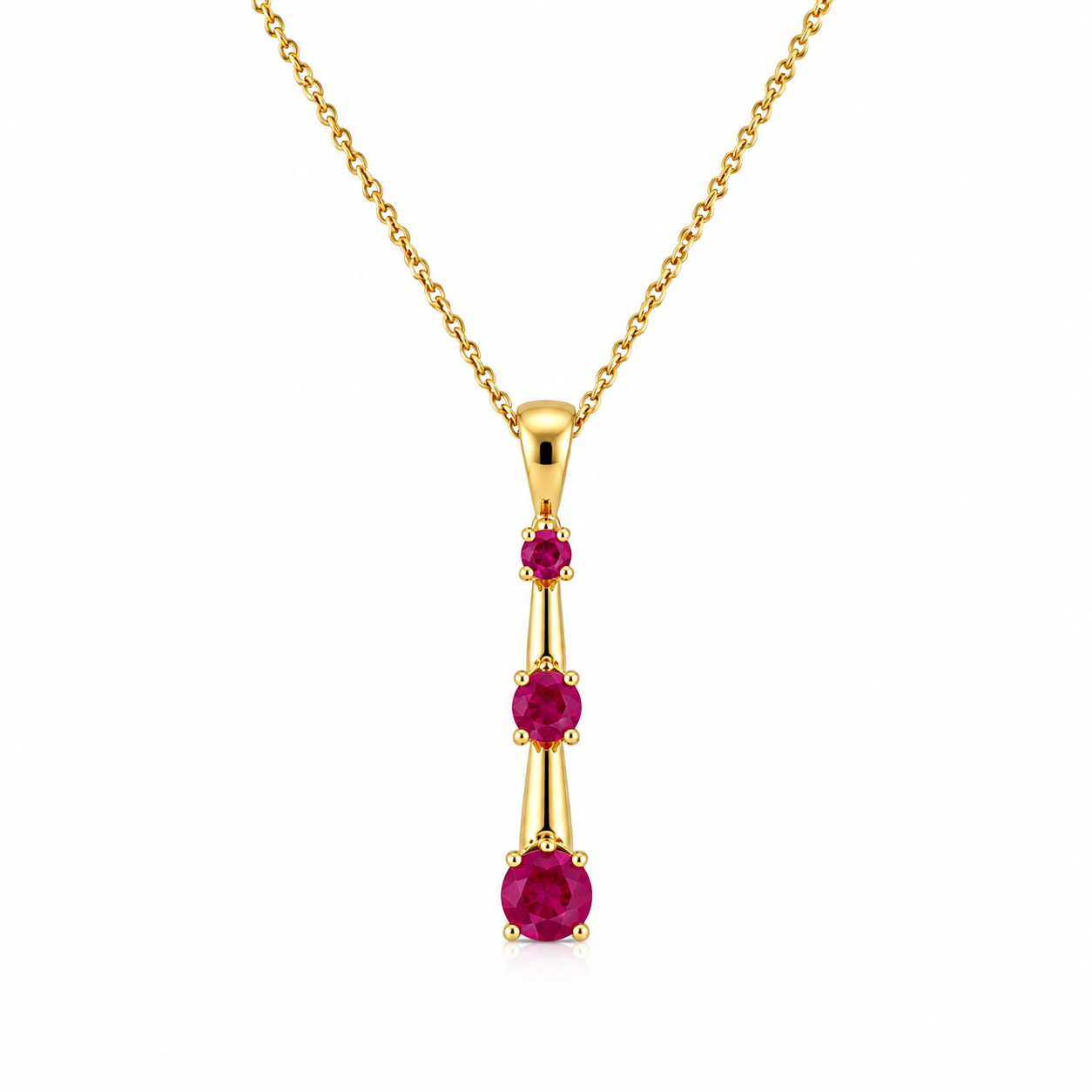 9kt Ruby Triple Drop Pendant