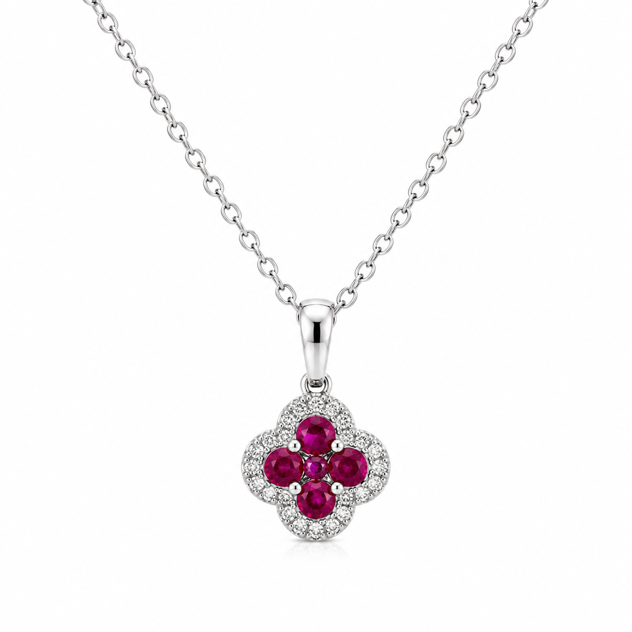 18kt Ruby and Diamond Clover Pendant
