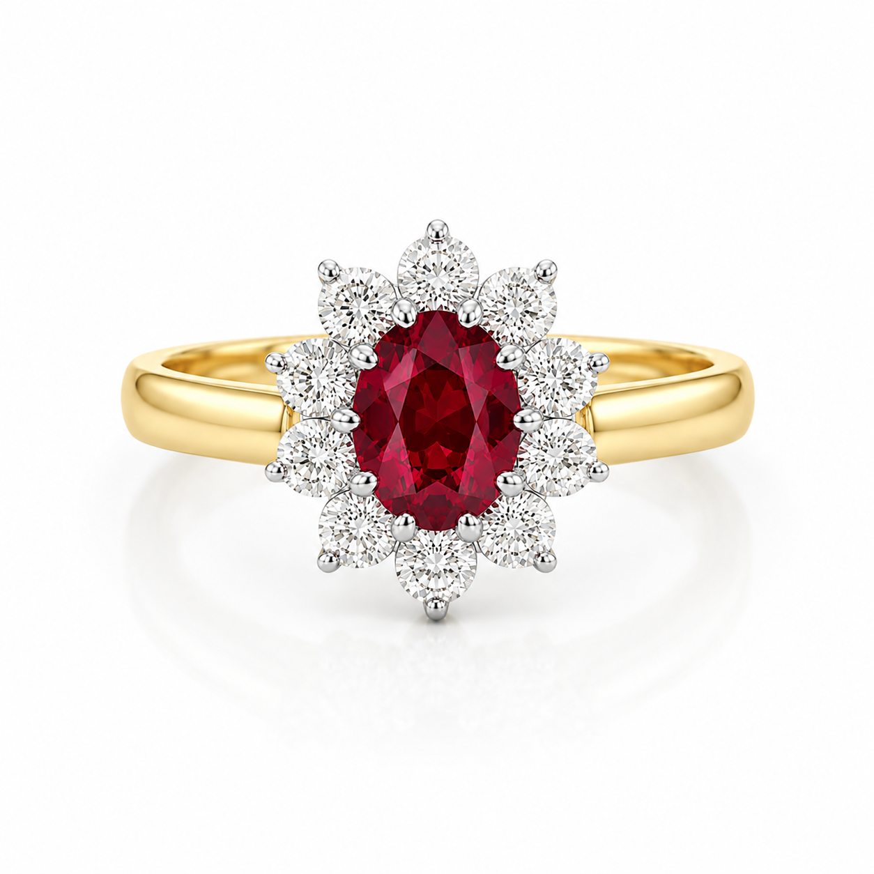 9kt Lab Grown Ruby and Diamond Cluster Dress Ring
