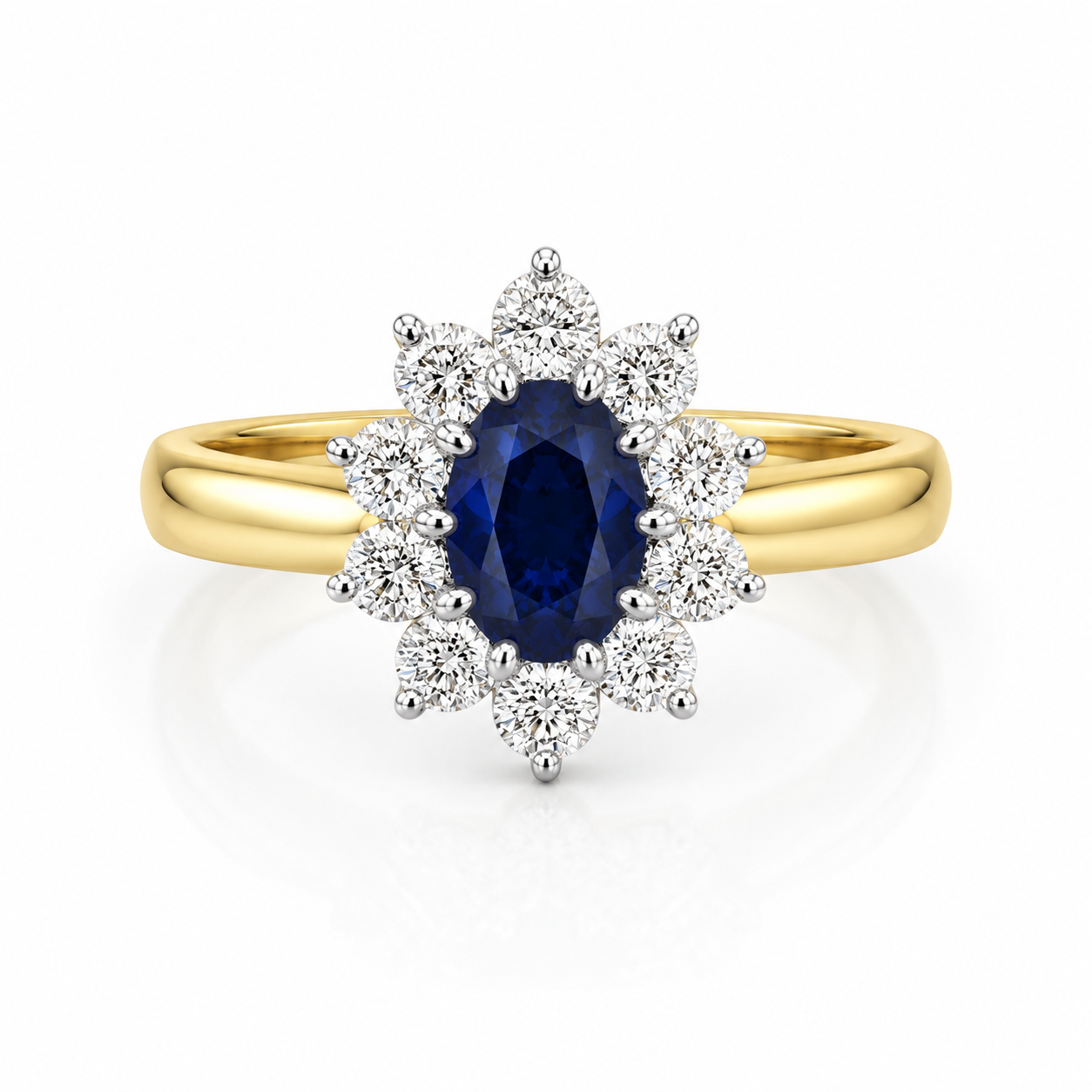 9kt Lab Grown Sapphire and Diamond Cluster Dress Ring