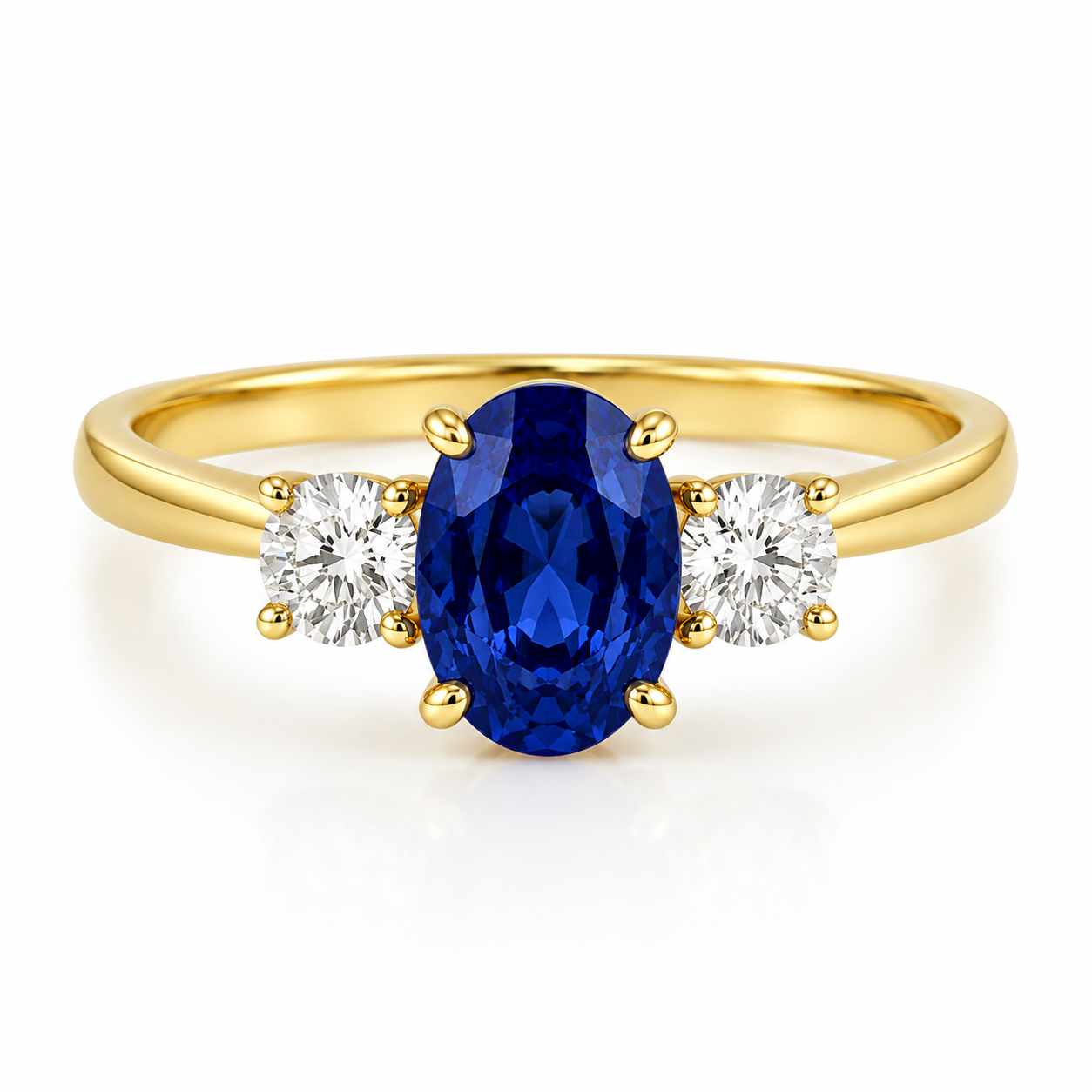 9kt Lab Grown Sapphire and Diamond Three Stone Dress Ring