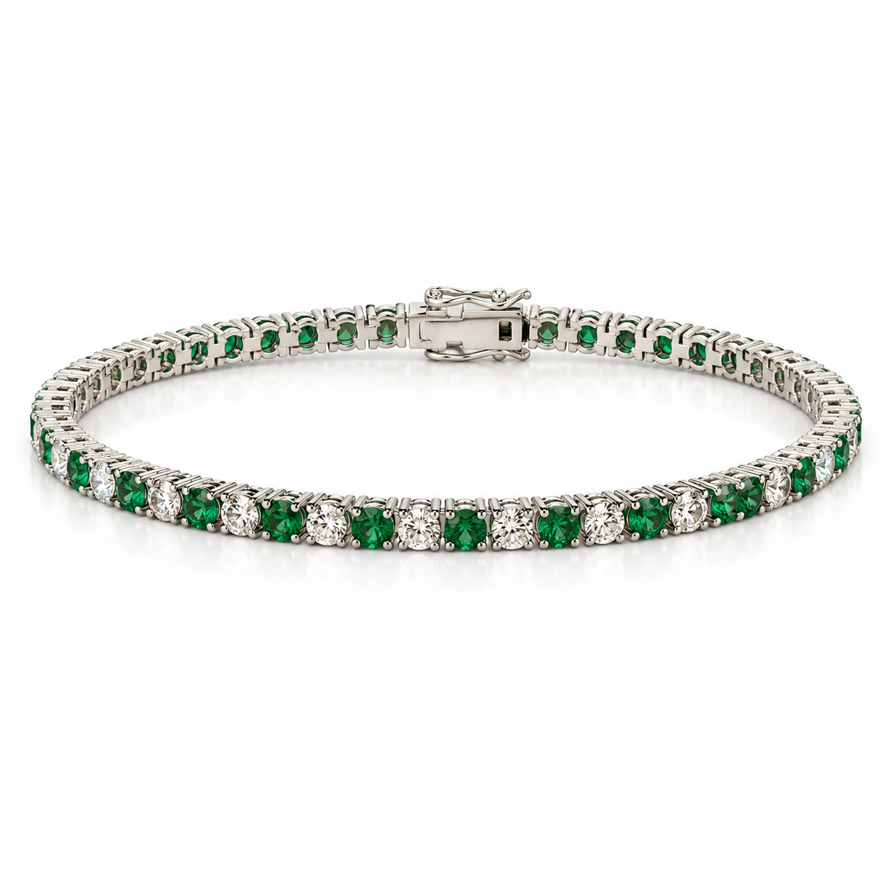 9kt Lab Grown Diamond and Emerald Tennis Bracelet