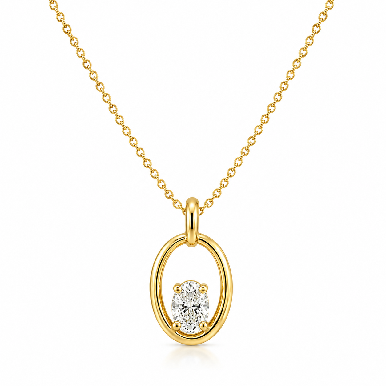 9kt Lab Grown Diamond Oval Pendant