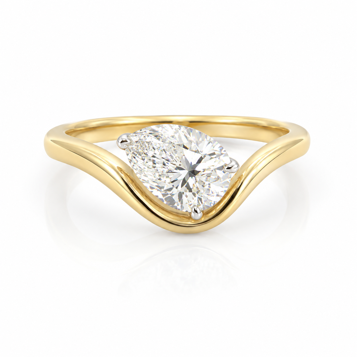 9kt Lab Grown Diamond Pear Wave Dress Ring