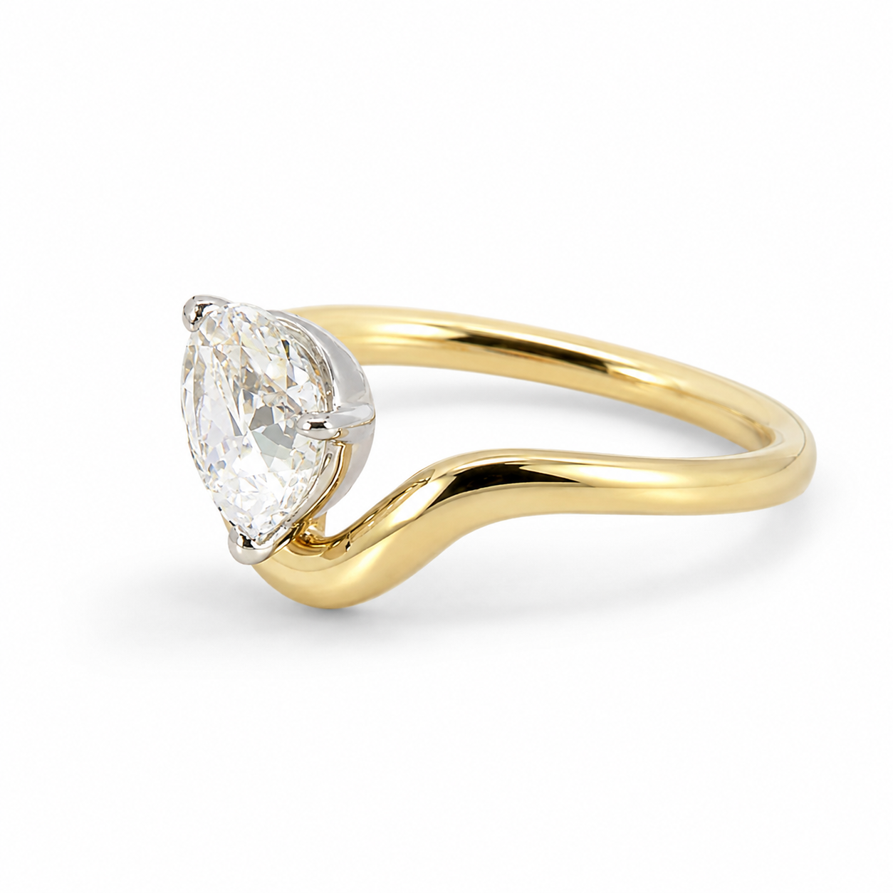 9kt Lab Grown Diamond Pear Wave Dress Ring
