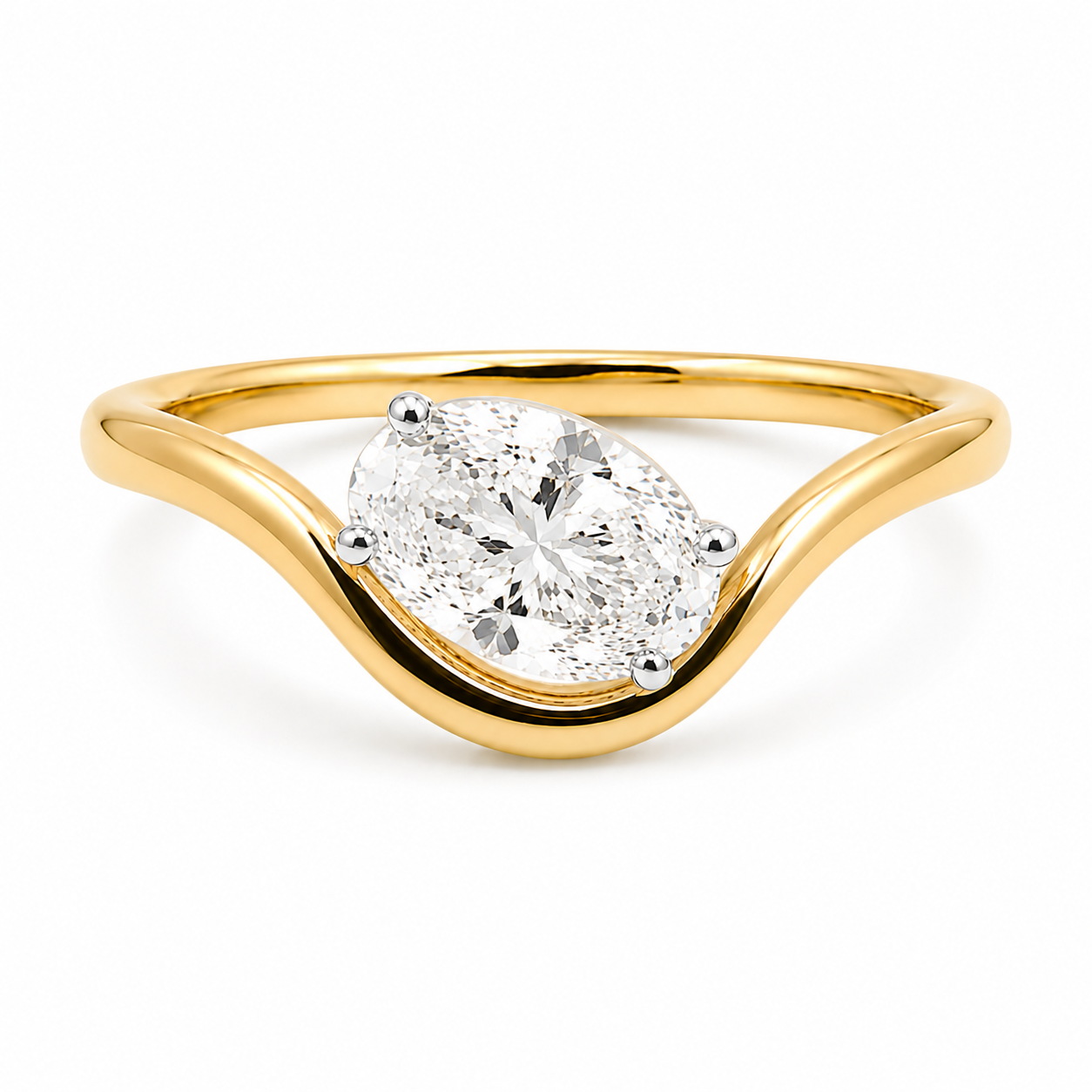 9kt Lab Grown Diamond Oval Wave Dress Ring