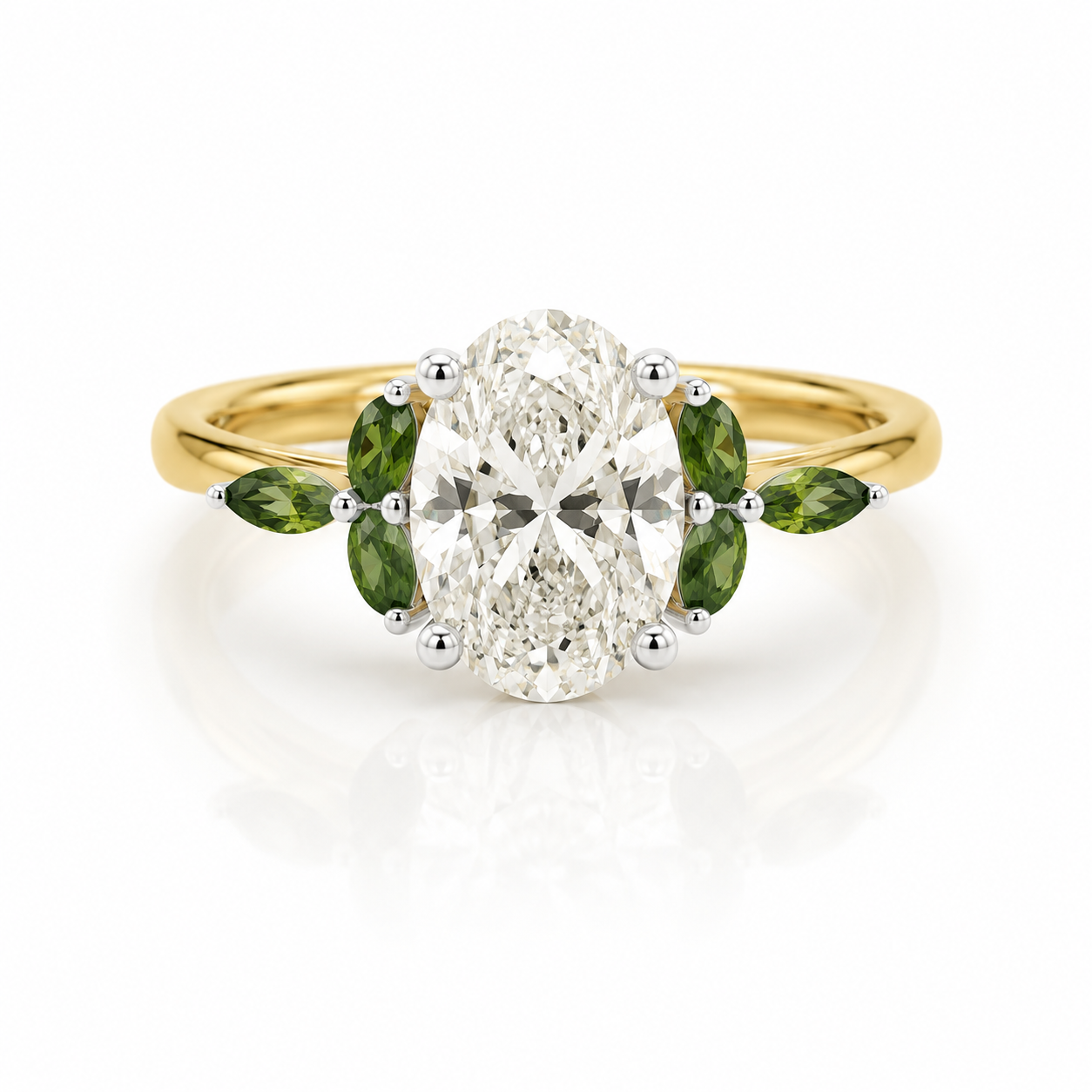 9kt Lab Grown Diamond and Tourmaline Engagement Ring